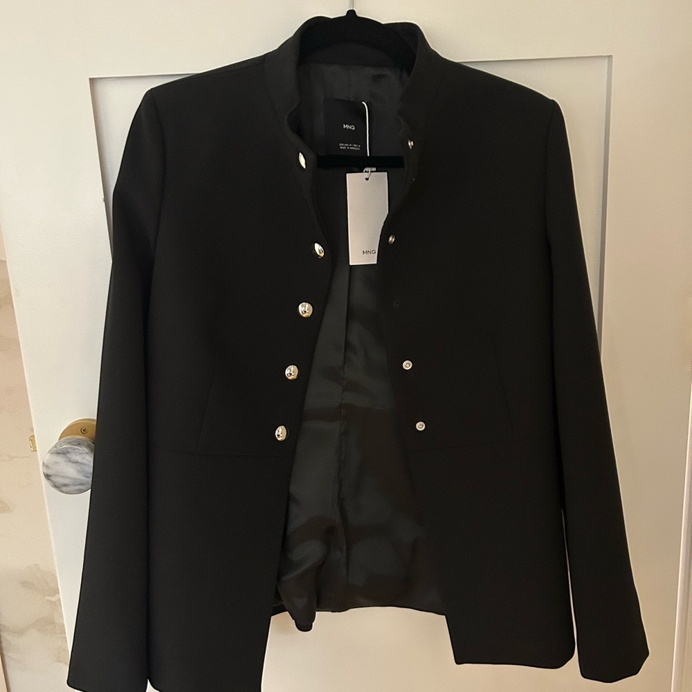 Mango Black Blazer with Silver Buttons